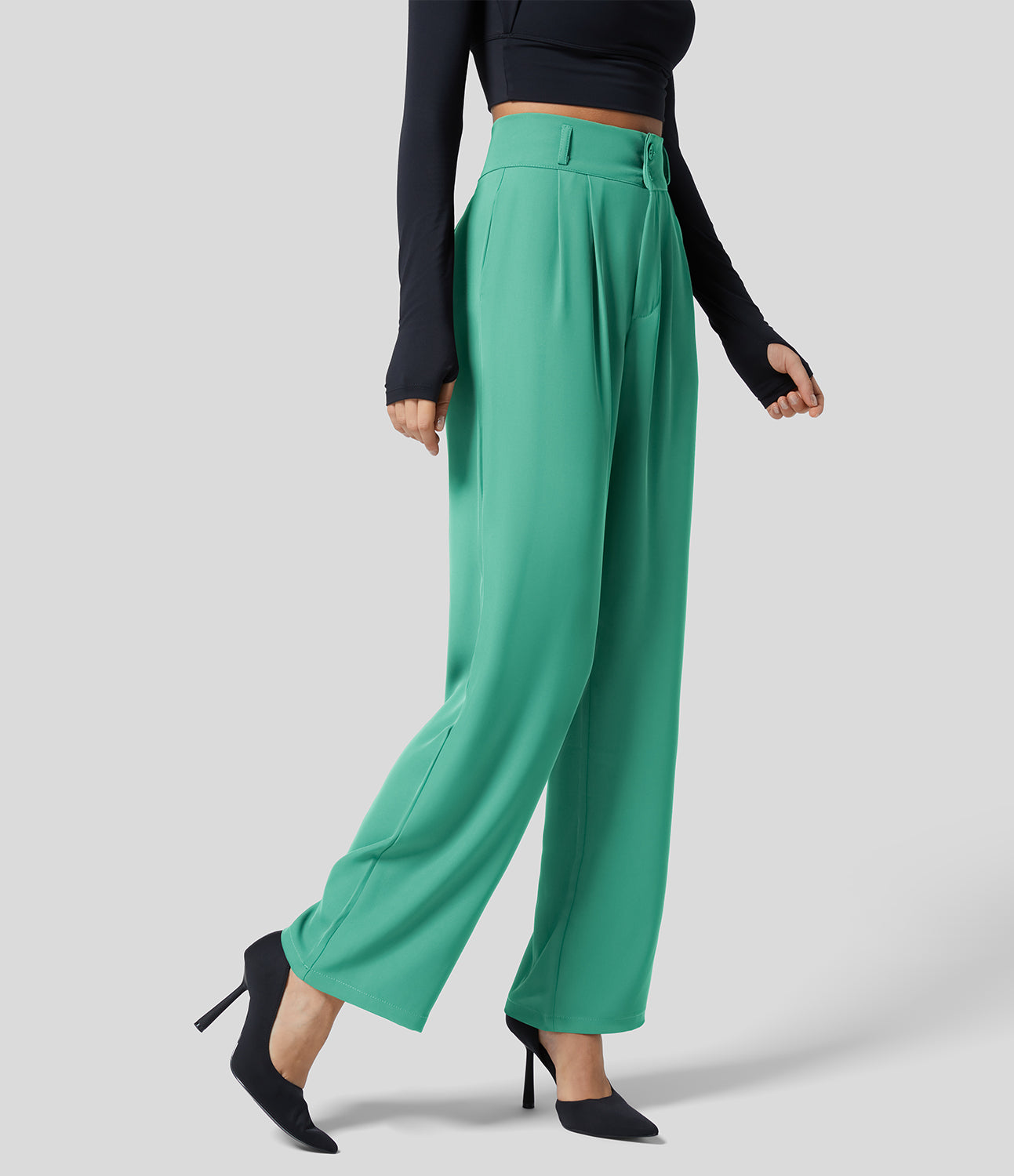 Classic High Waisted Straight Leg Suit Pants