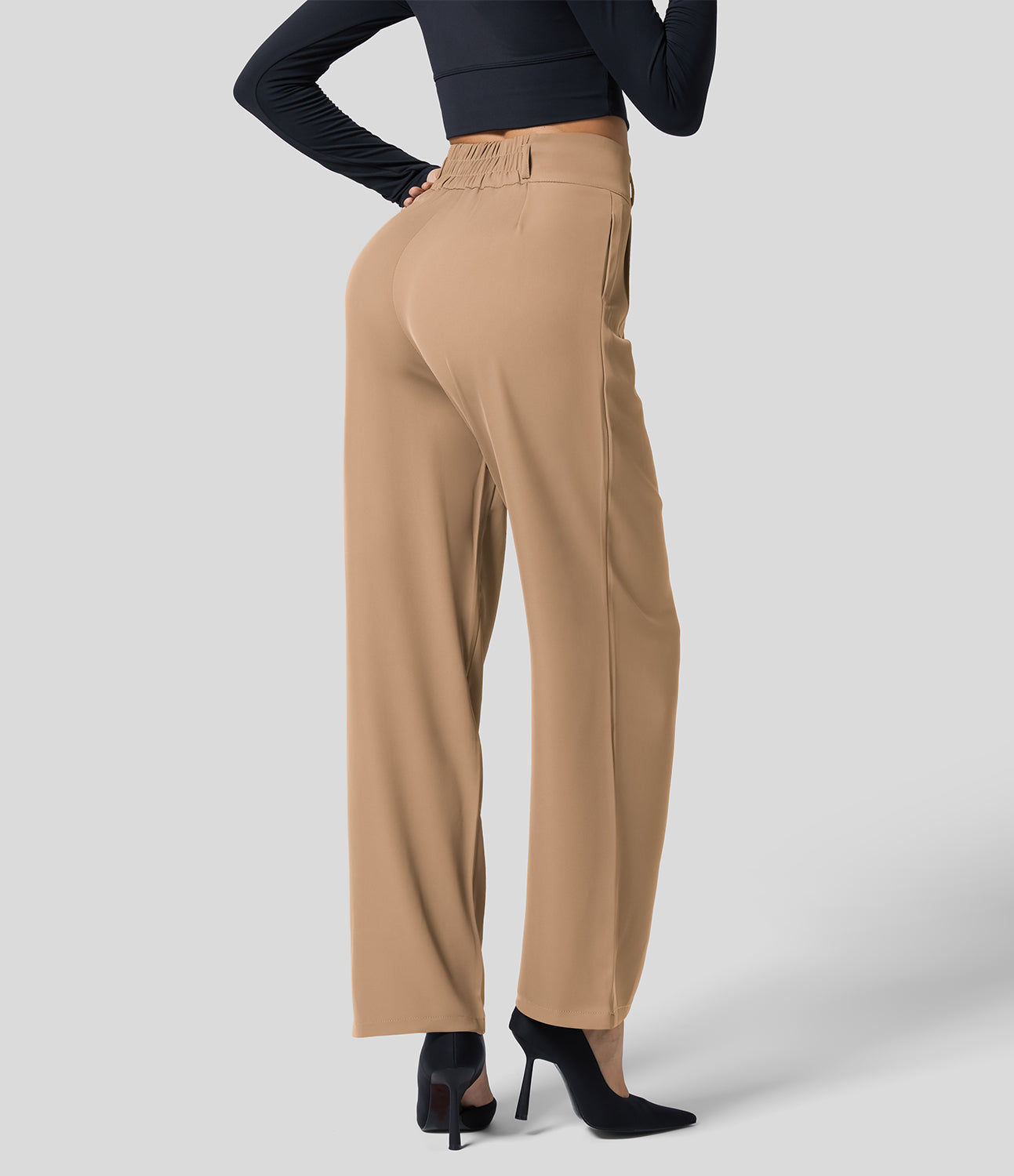 Classic High Waisted Straight Leg Suit Pants