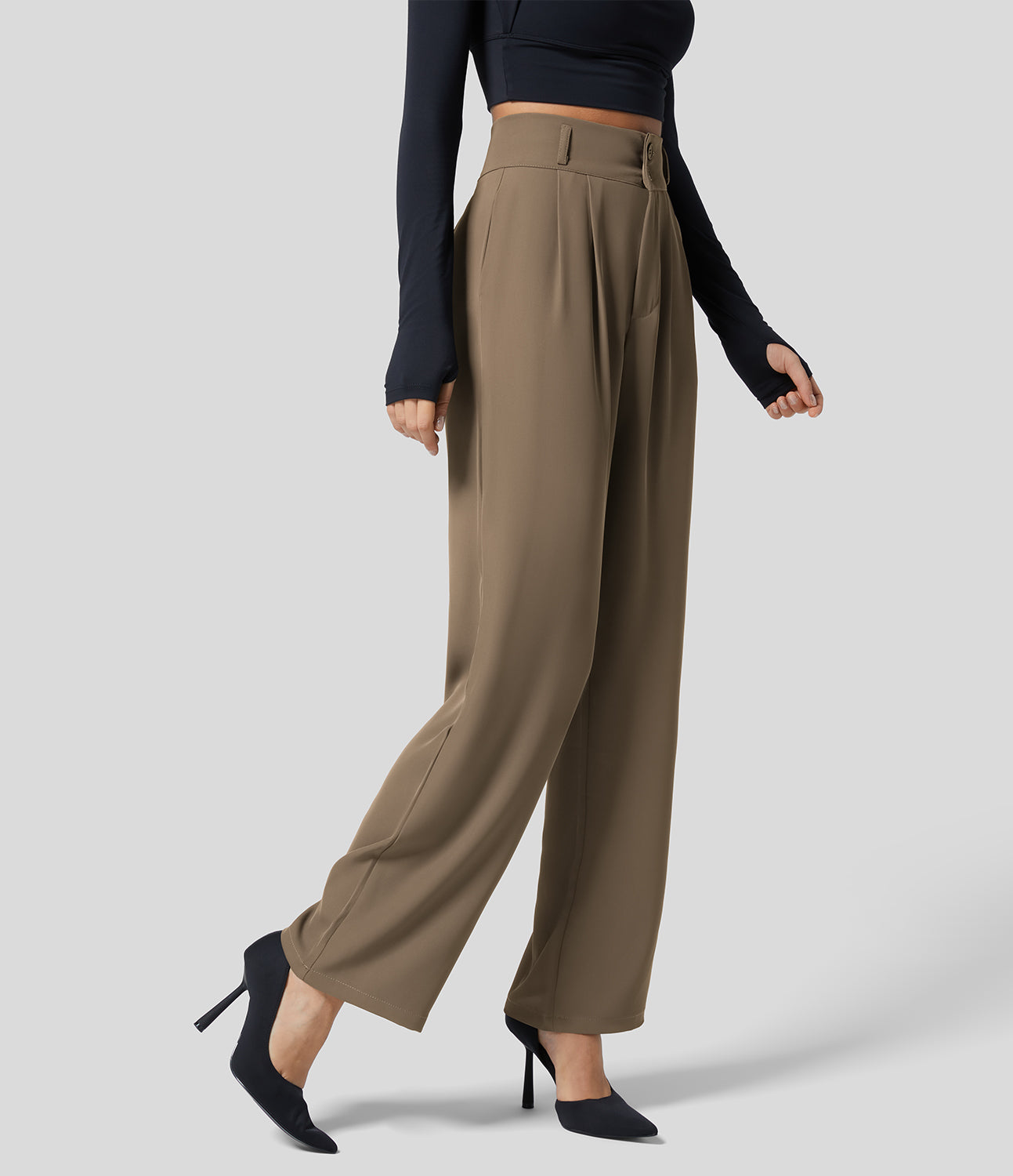 Classic High Waisted Straight Leg Suit Pants