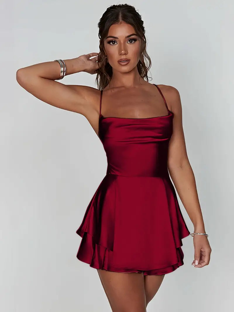 Backless Spaghetti Strap Tiered Dress