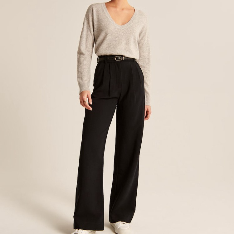 Casual high waist wide leg trousers for women