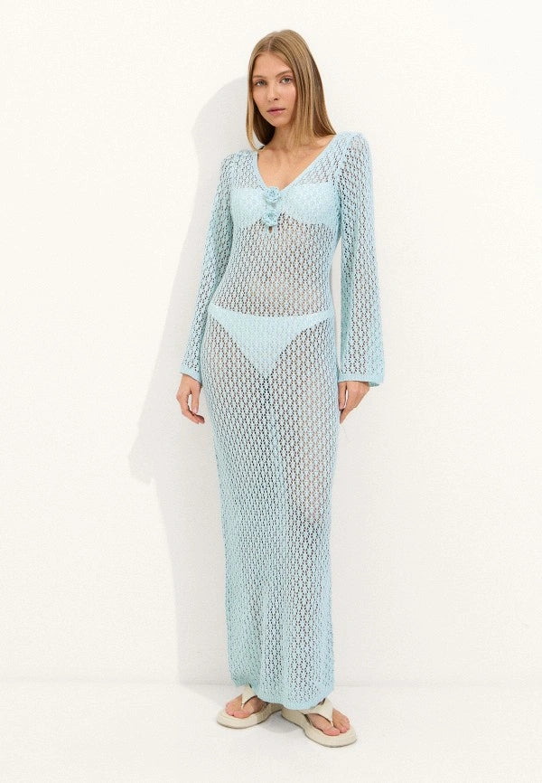 Knitted Maxi Dress In Light Blue