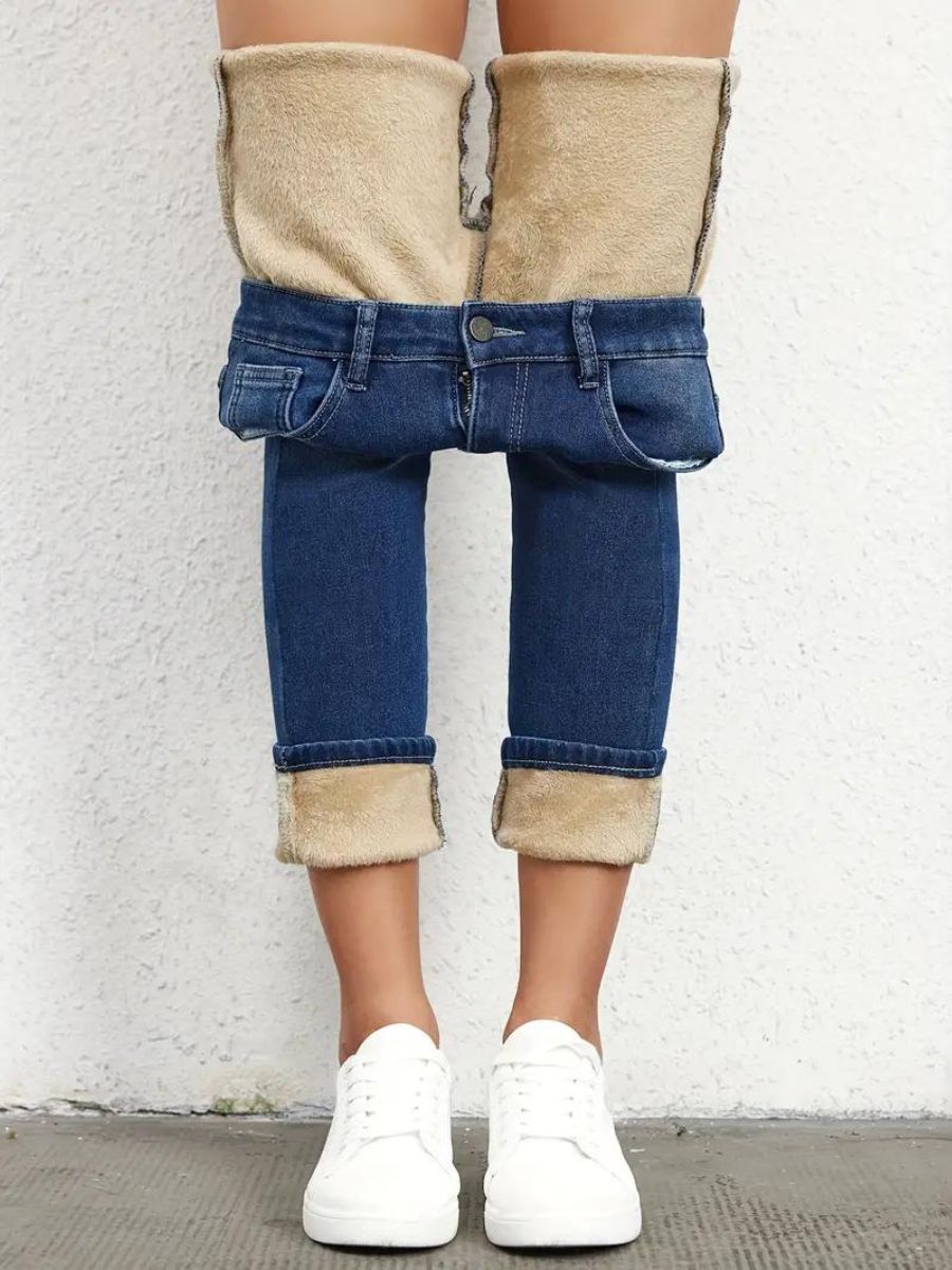 Skinny jeans with fleece insert