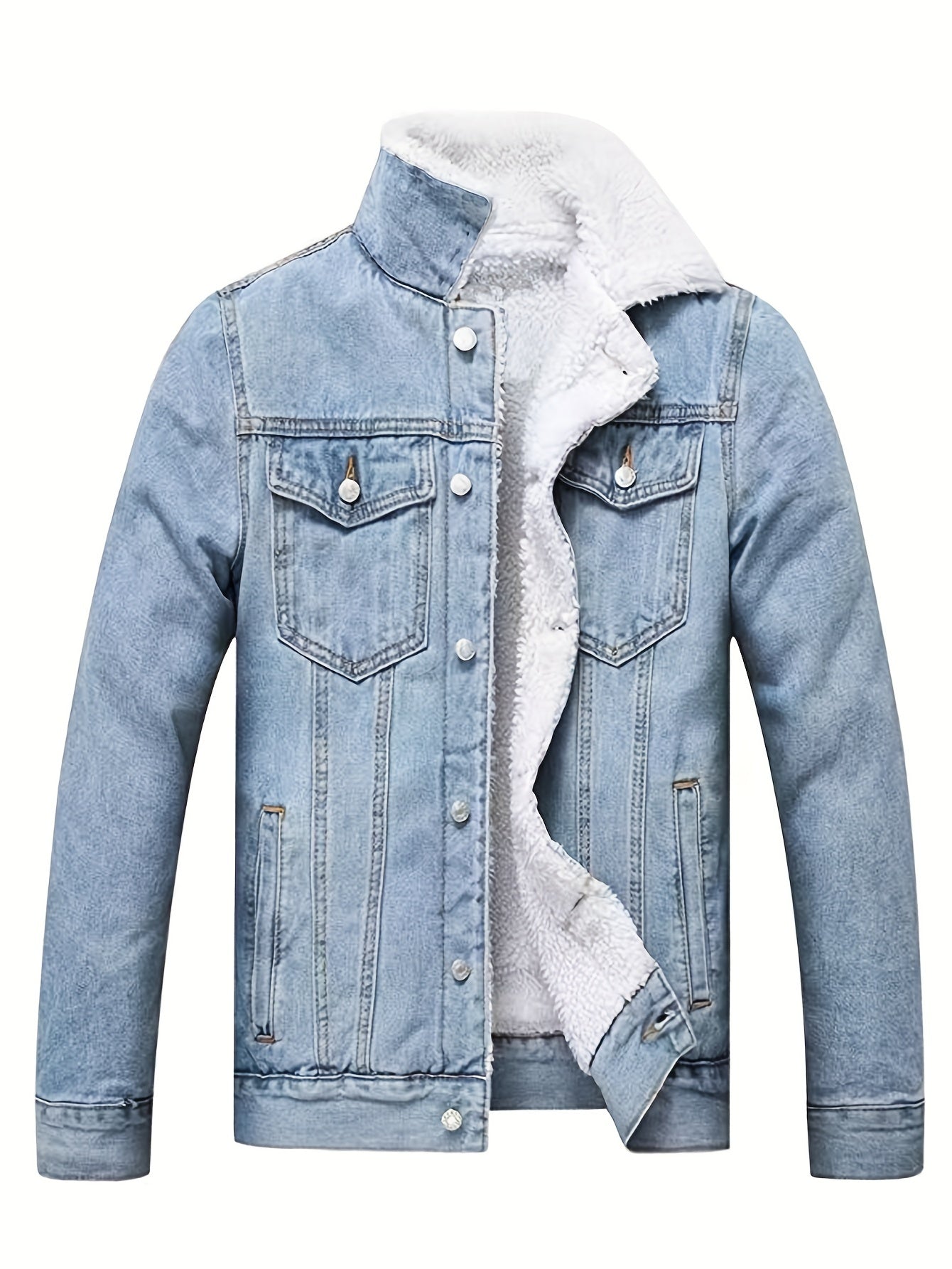 Casual denim jacket with fleece lining