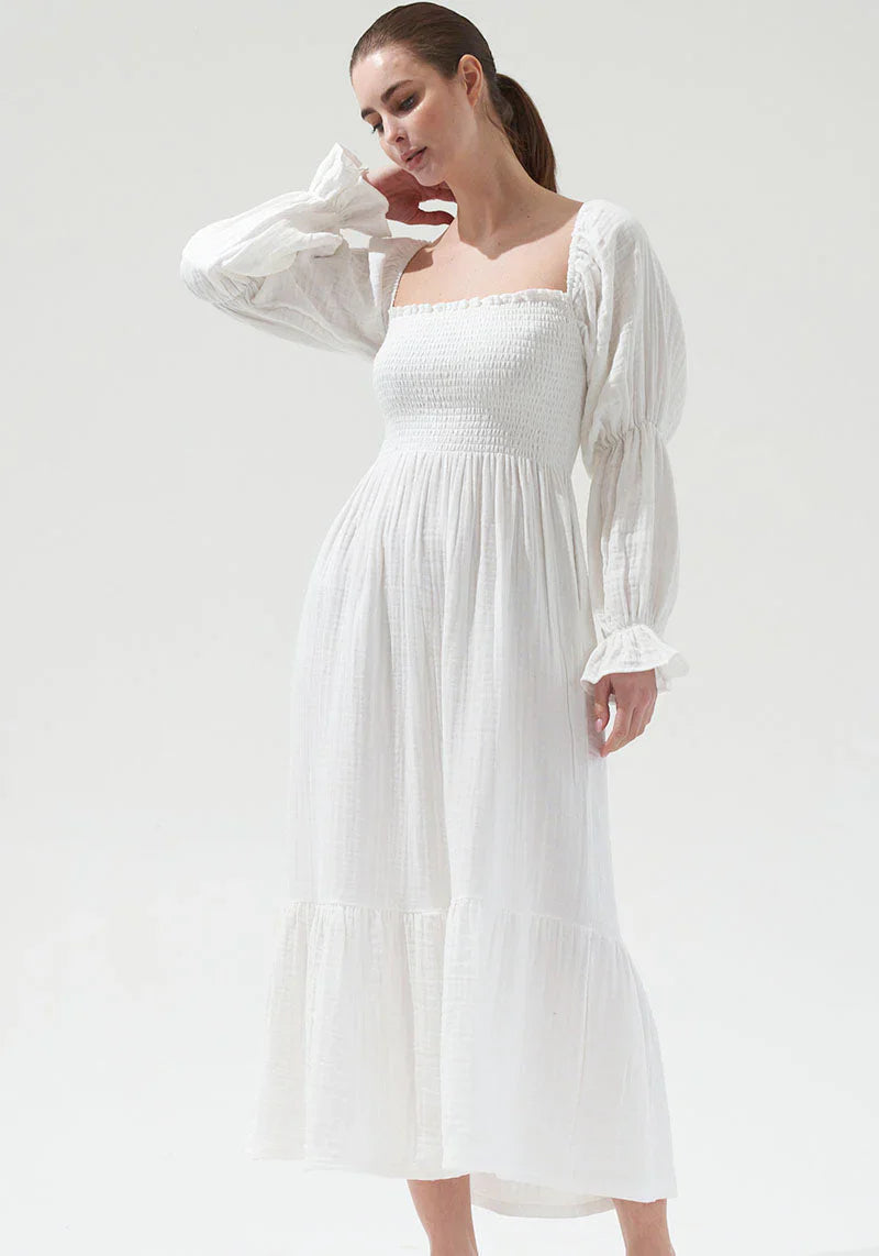 Chiffon dress with bell sleeves