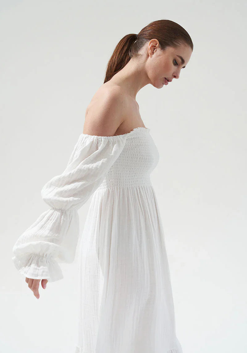 Chiffon dress with bell sleeves