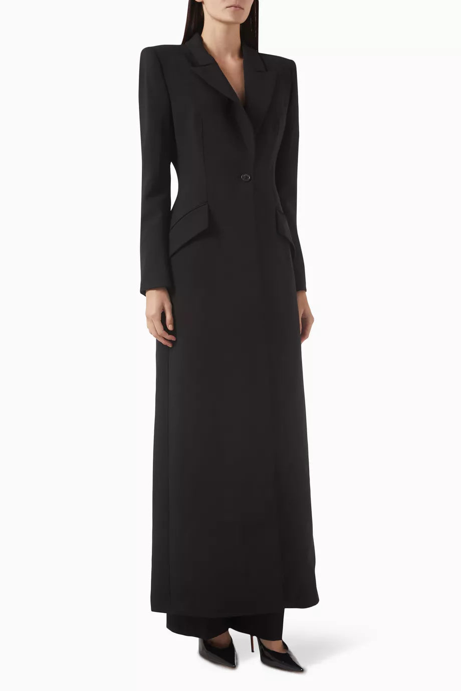 Single Breasted Black Coat in Wool Blend