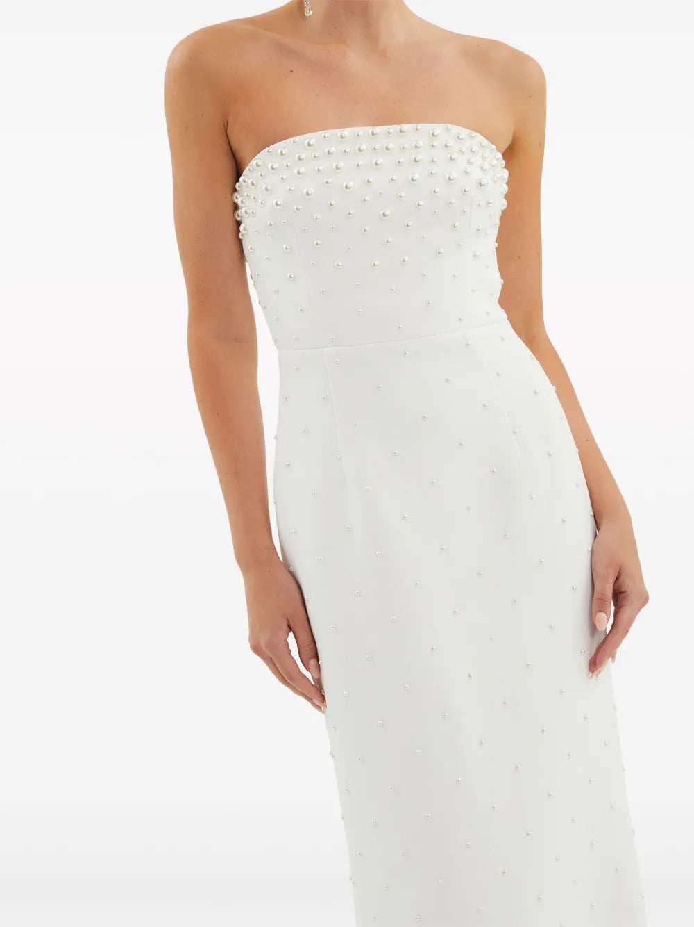 Tube-top White Pearl Maxi Dress