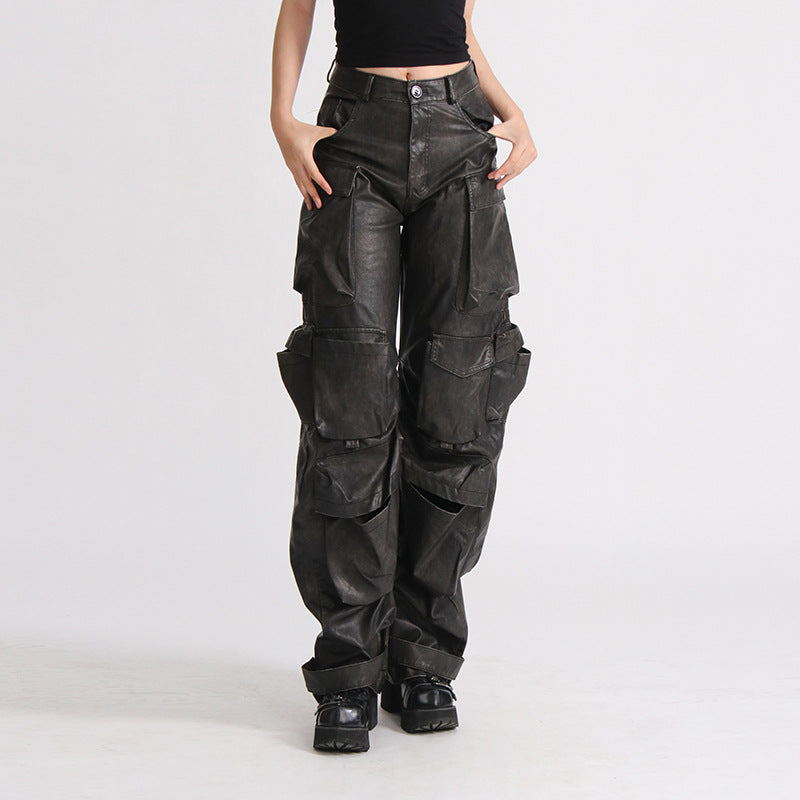 Leather Loose pants