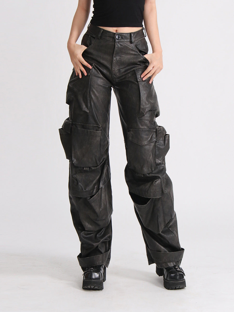 Leather Loose pants