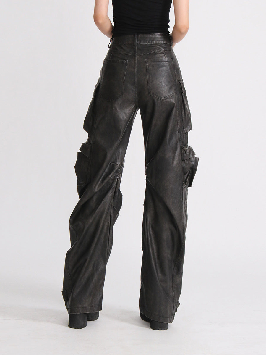 Leather Loose pants