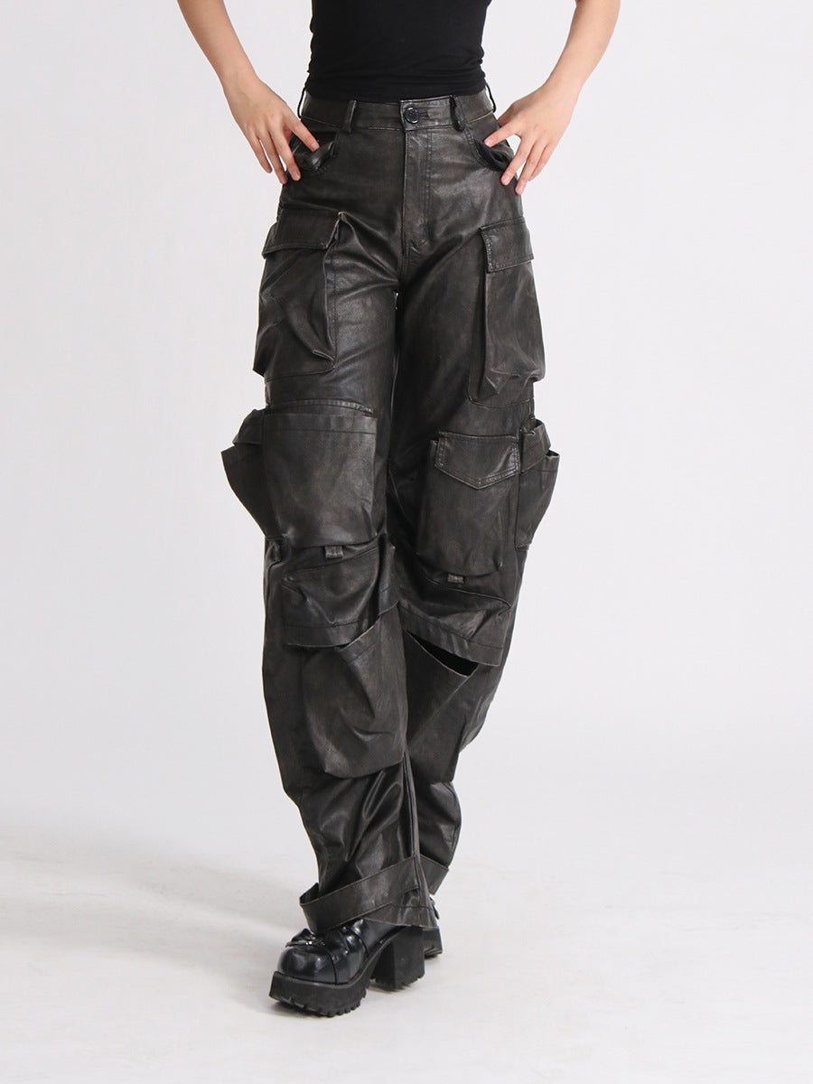 Leather Loose pants