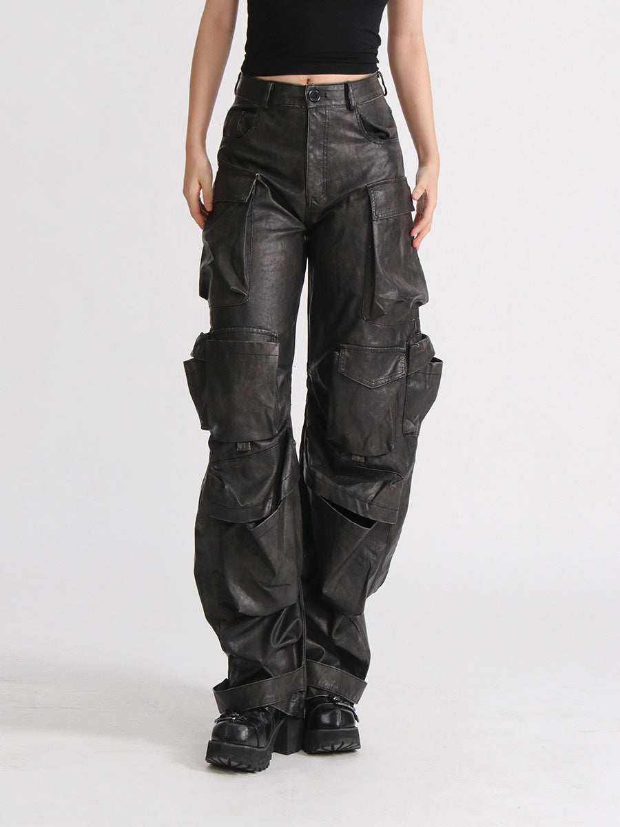 Leather Loose pants