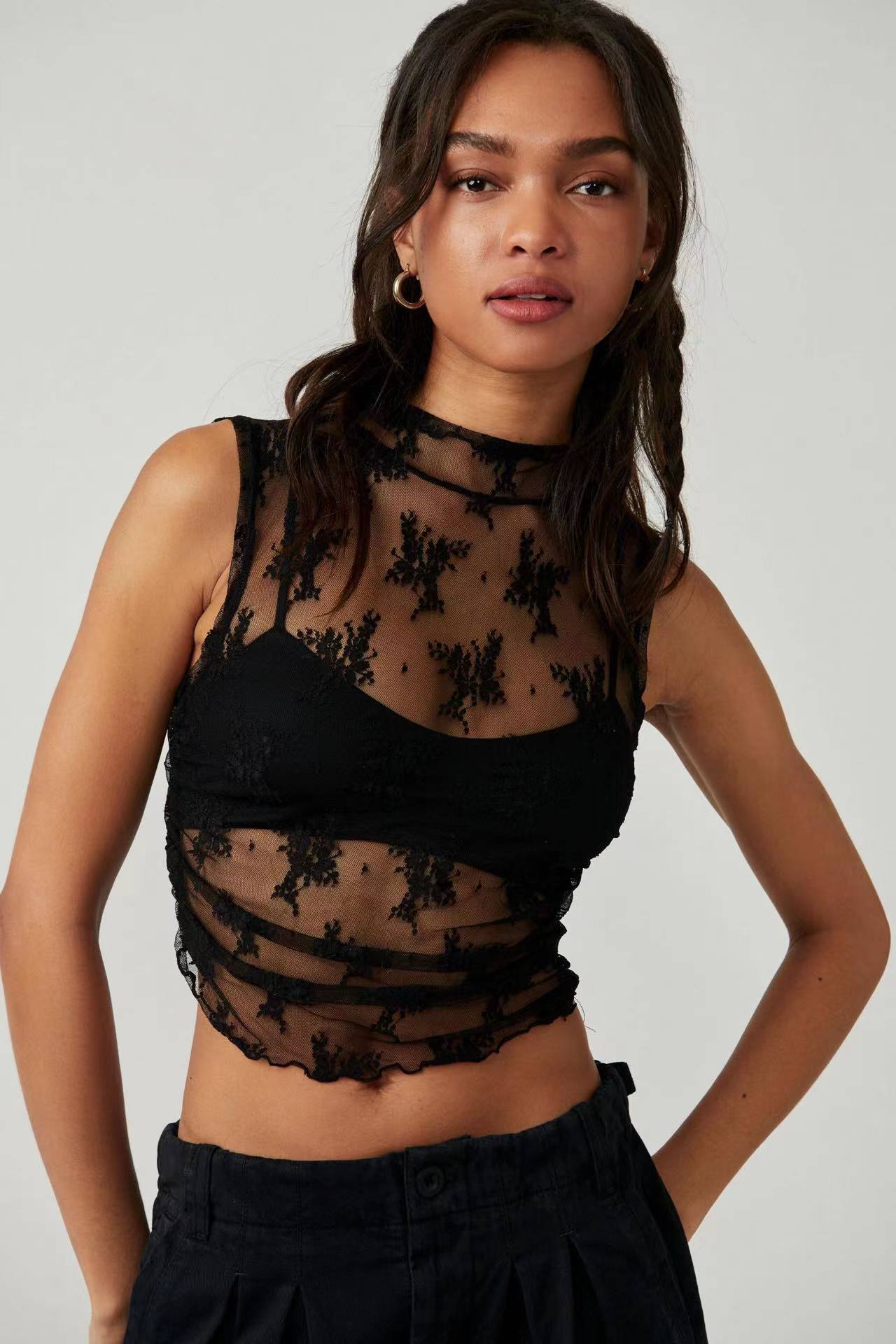 Lace see-through top