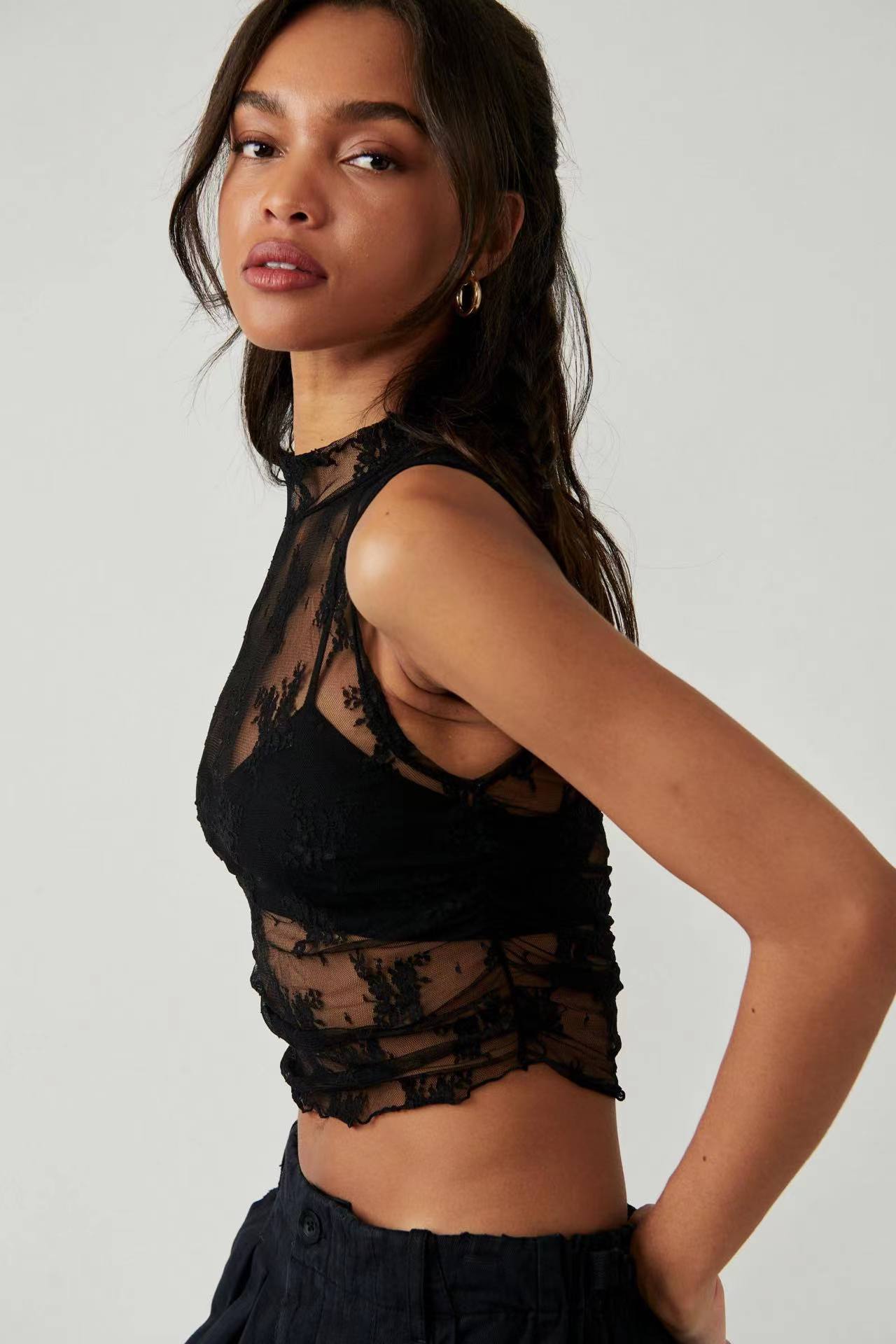 Lace see-through top