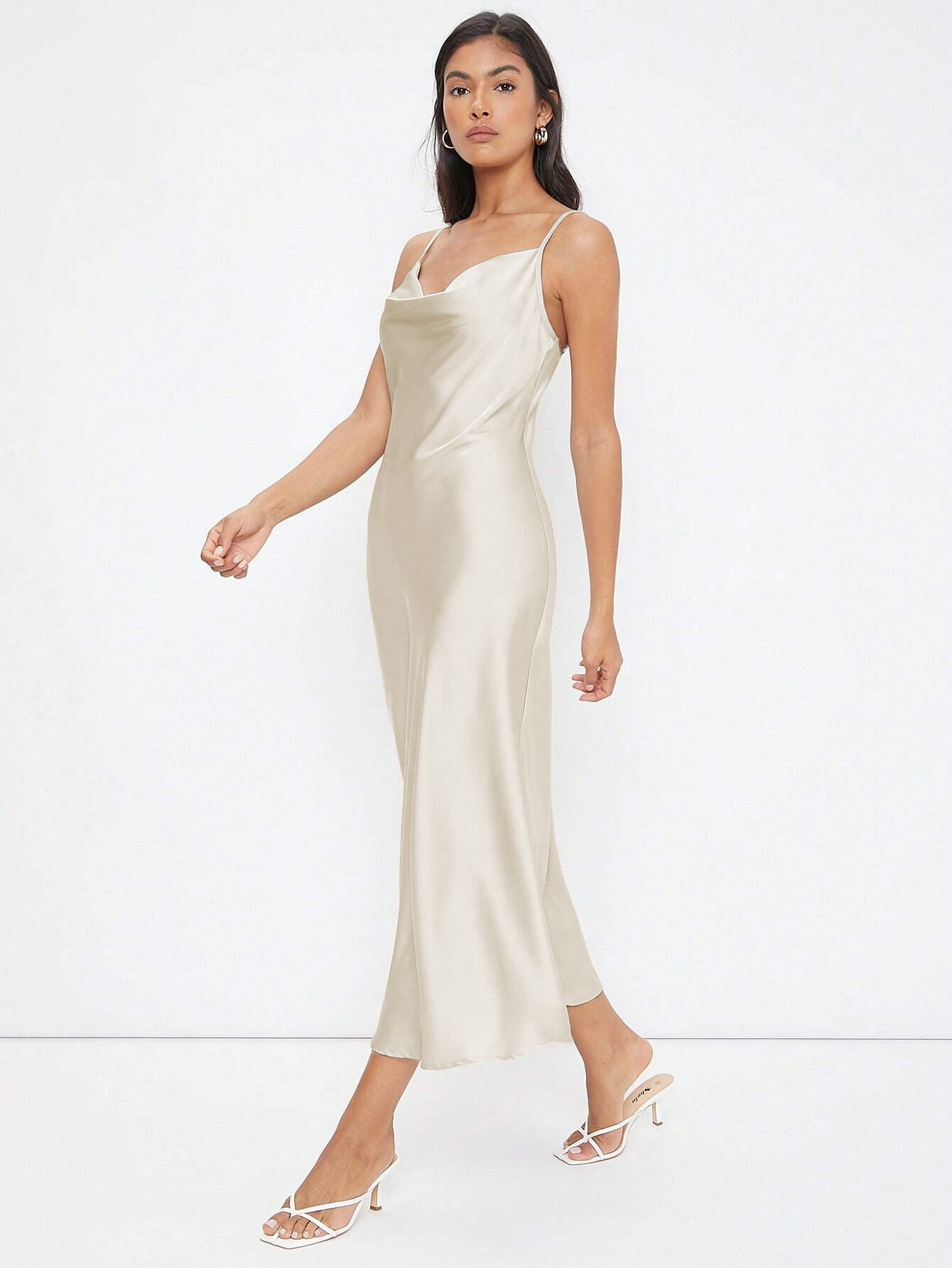 Casual satin maxi dress