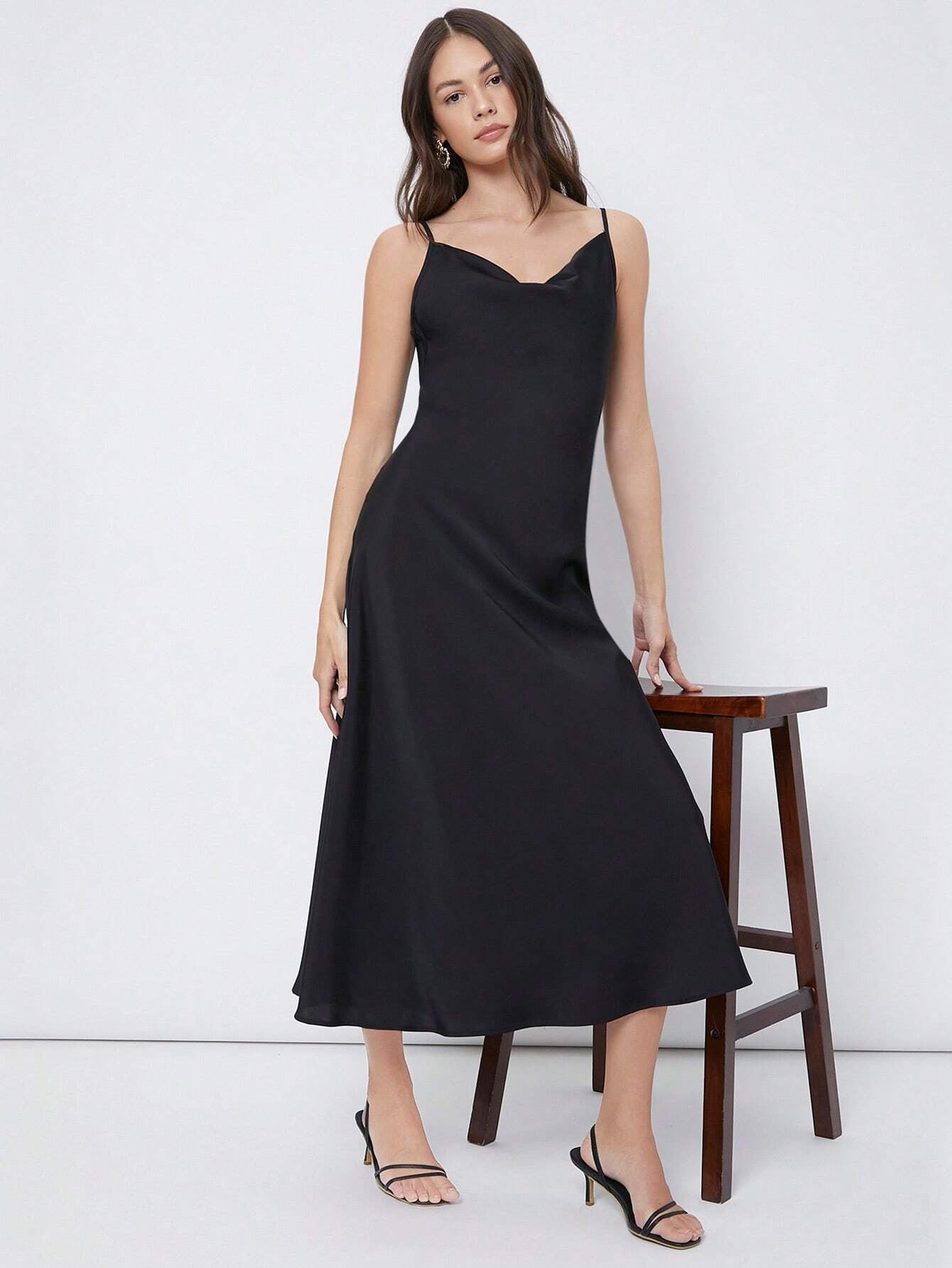 Casual satin maxi dress