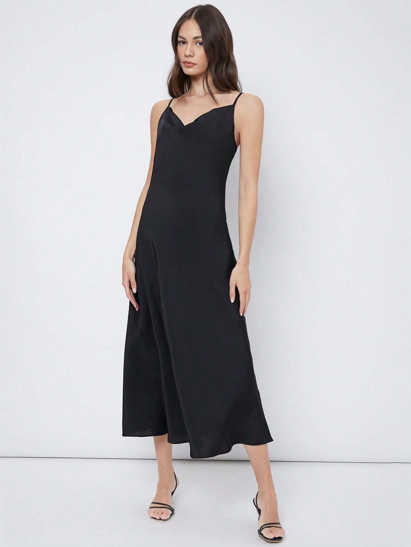 Casual satin maxi dress