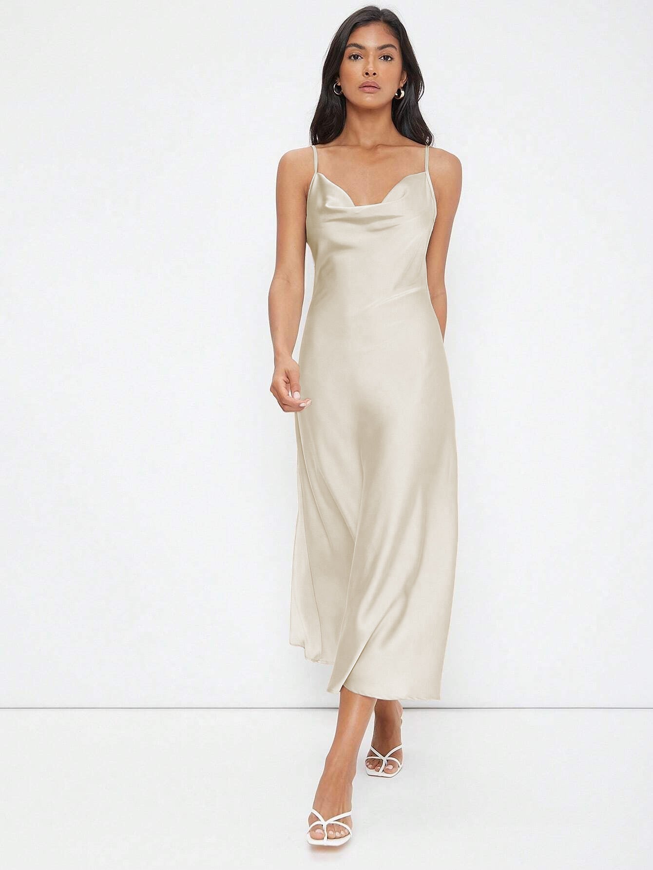 Casual satin maxi dress