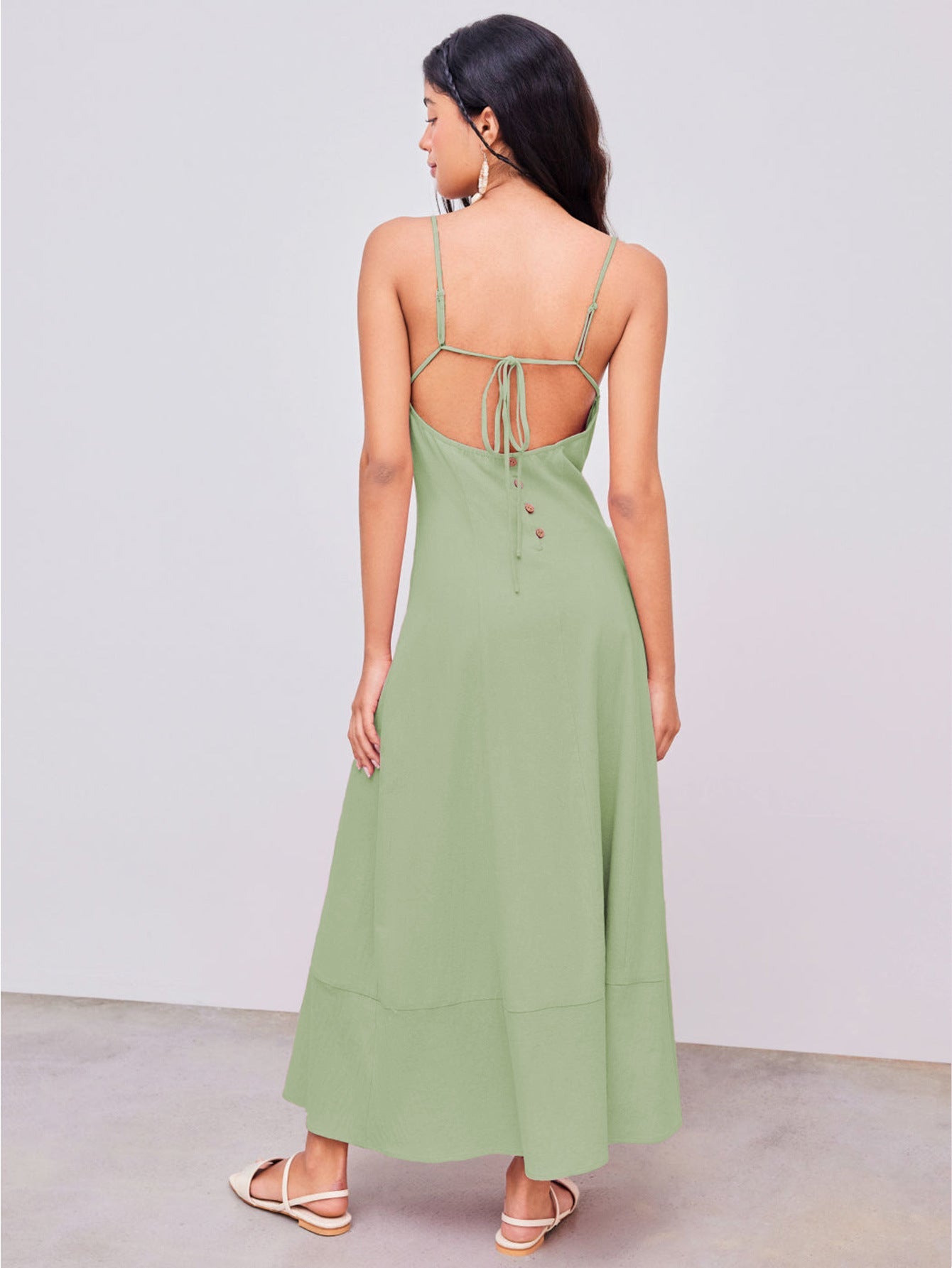 Casual light green maxi dress