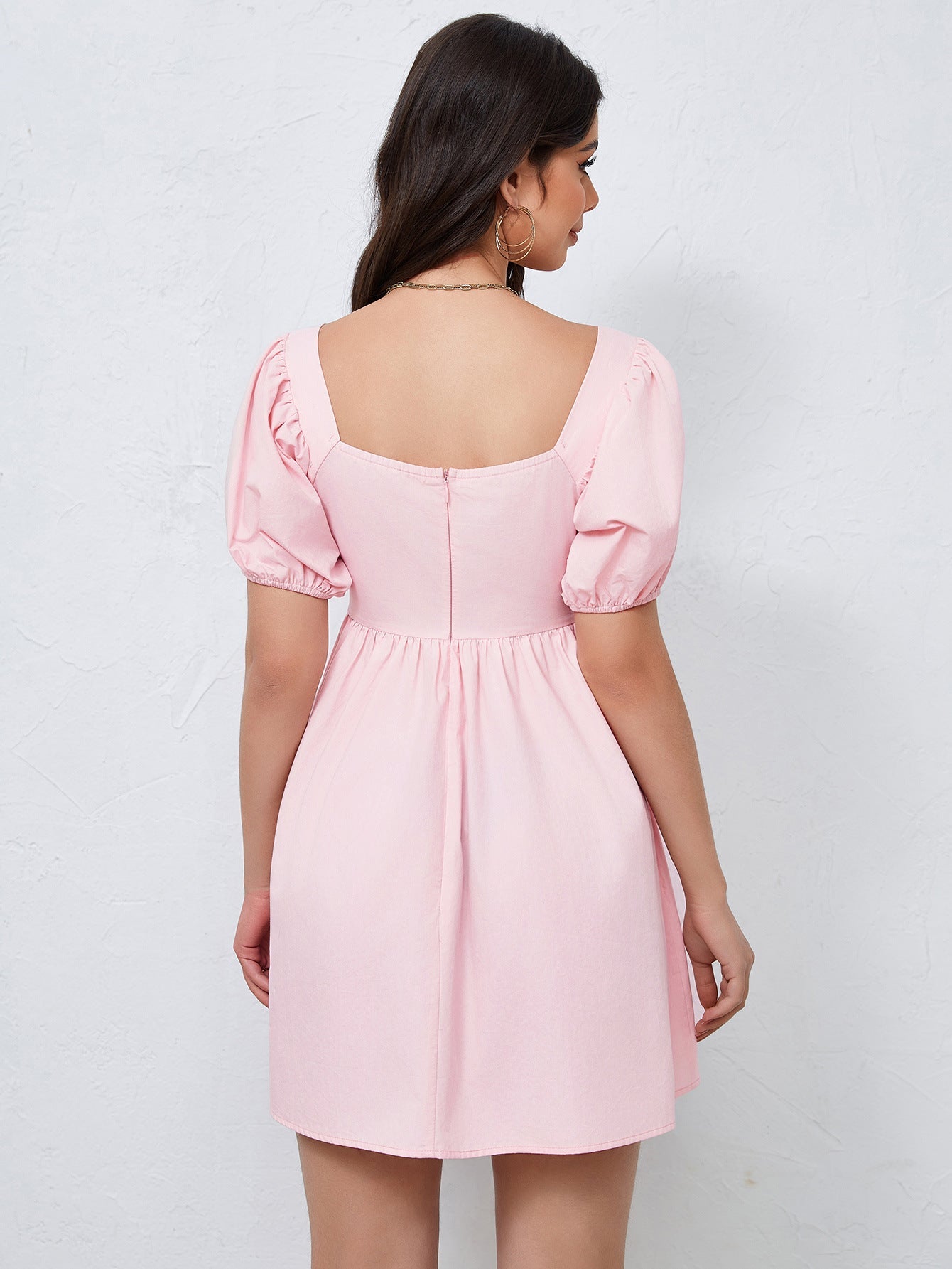 Slimming waist pink mini dress