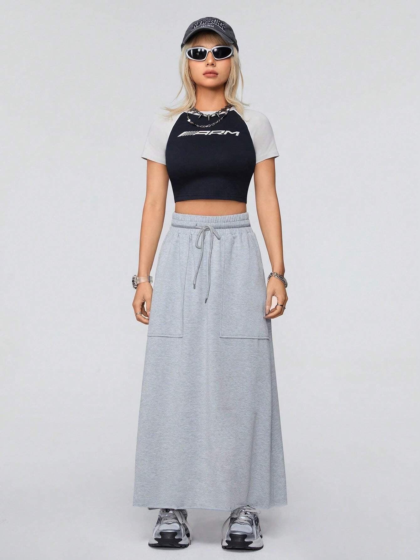 Cozy Maxi Skirt In Grey