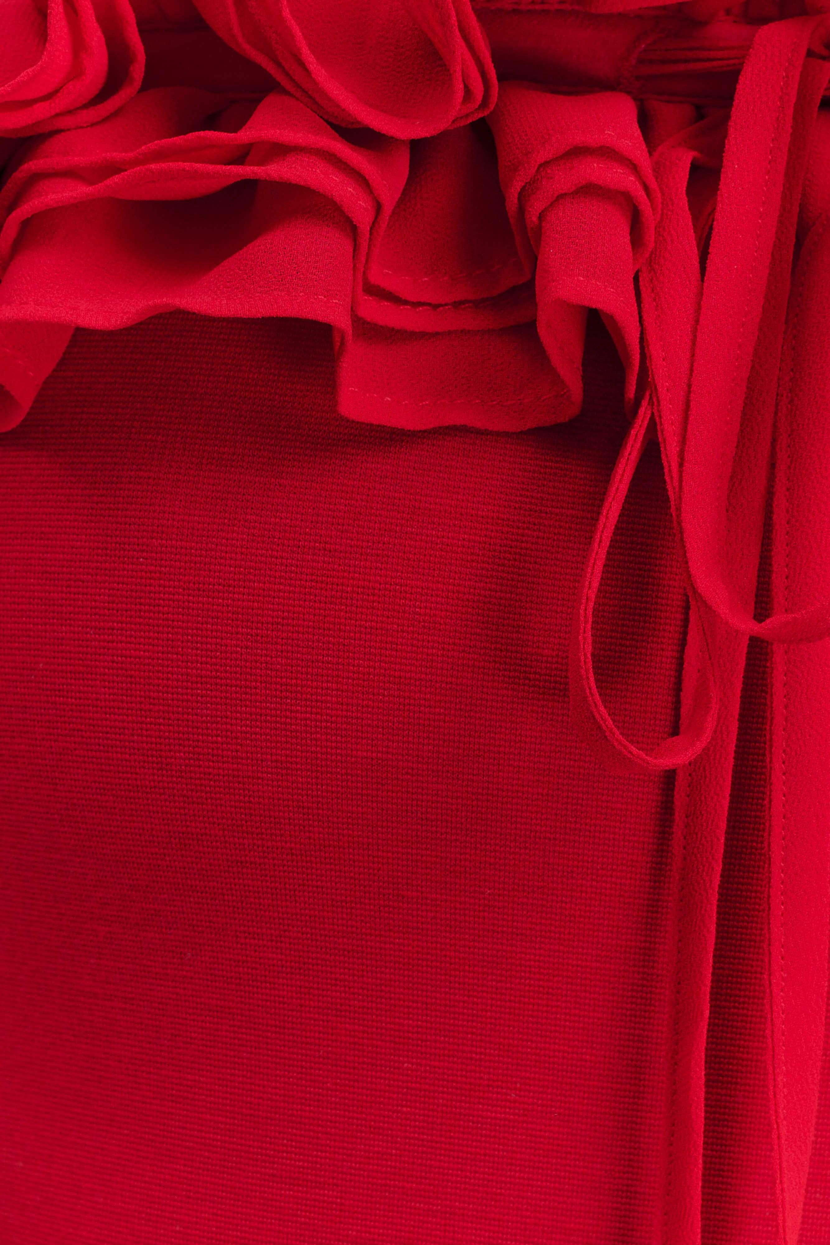 Ruffled Off-shoulder Red Maxi Dress