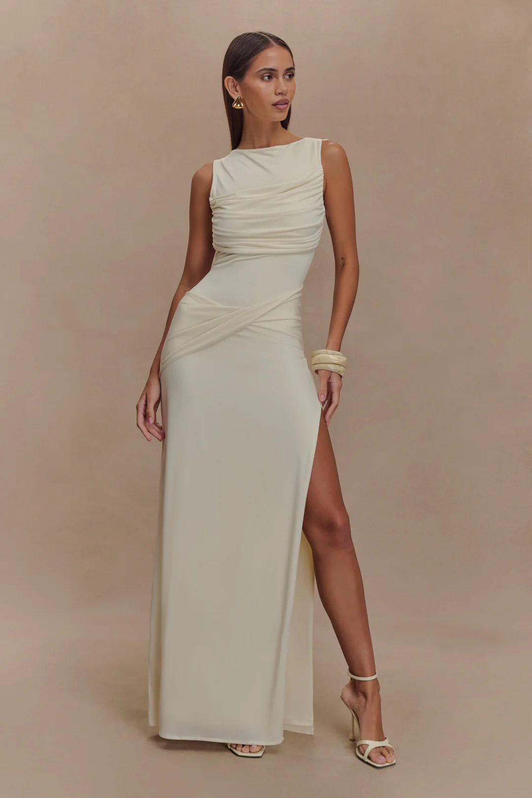 Backless Ruched Maxi Tank Dress