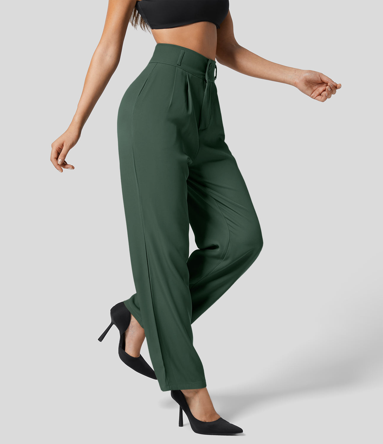 Classic High Waisted Straight Leg Suit Pants