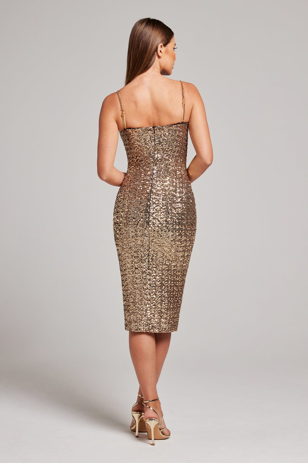 Midi dress with gold sequins