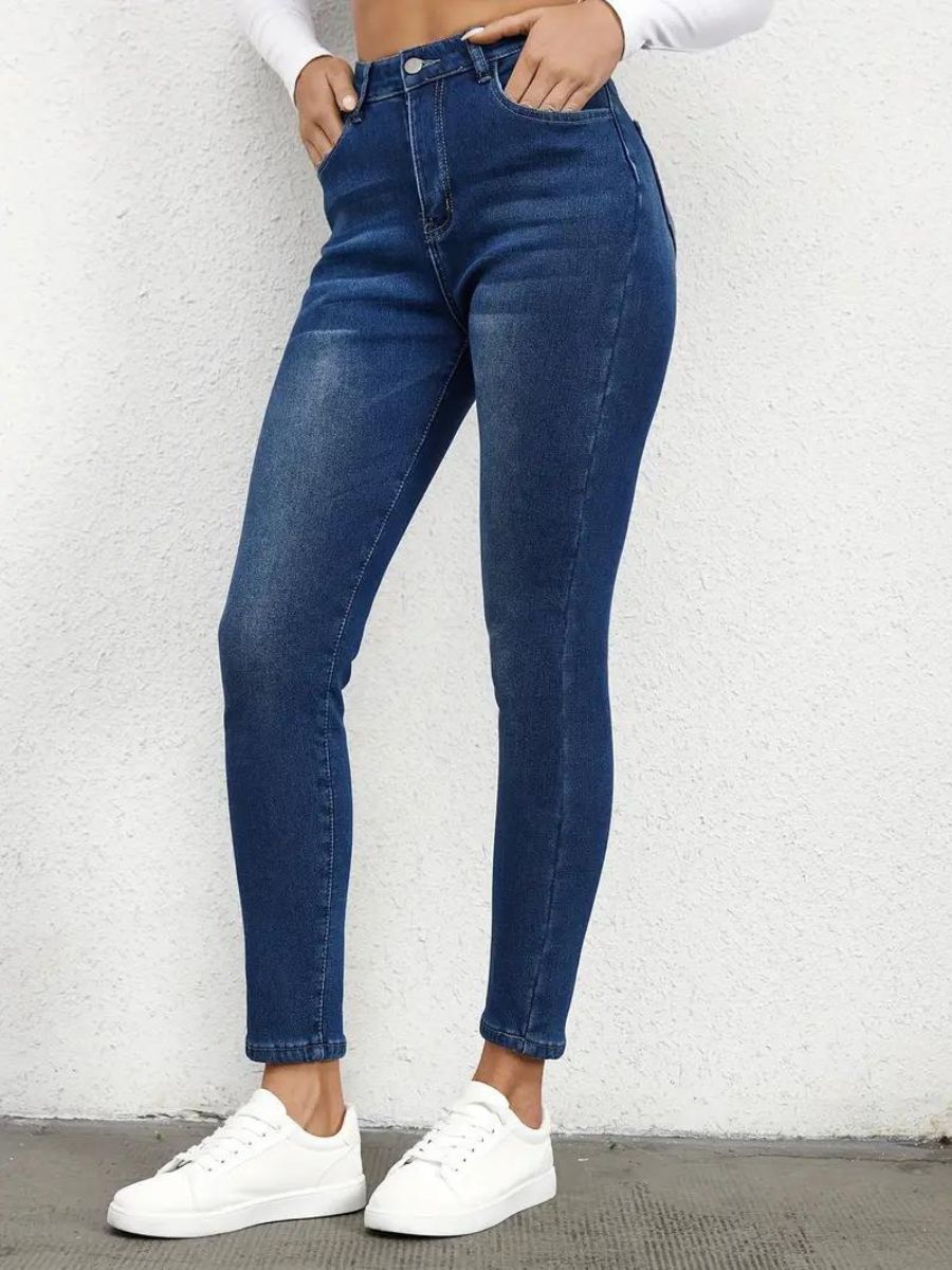 Skinny jeans with fleece insert