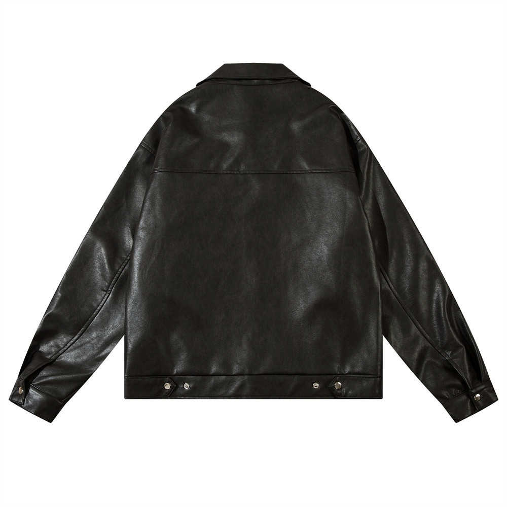 Lapel leather jacket for men