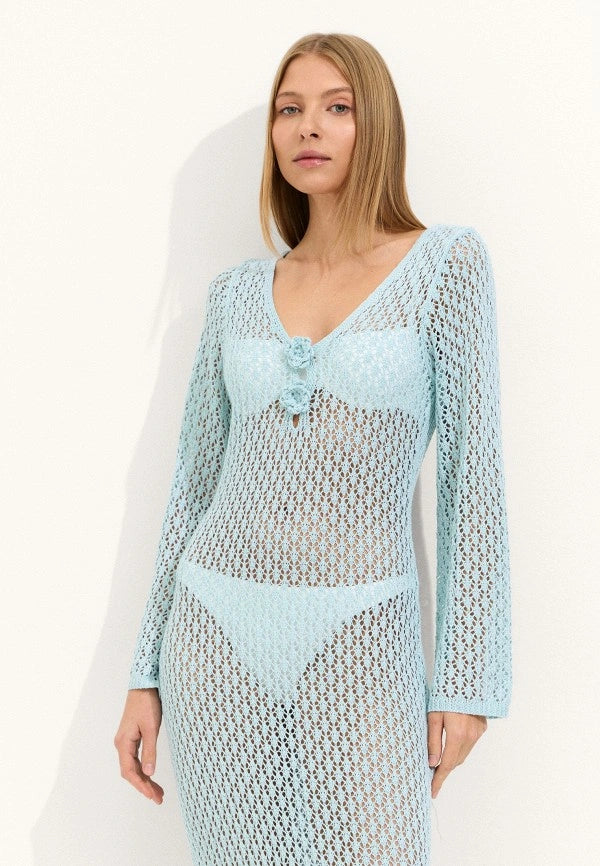 Knitted Maxi Dress In Light Blue