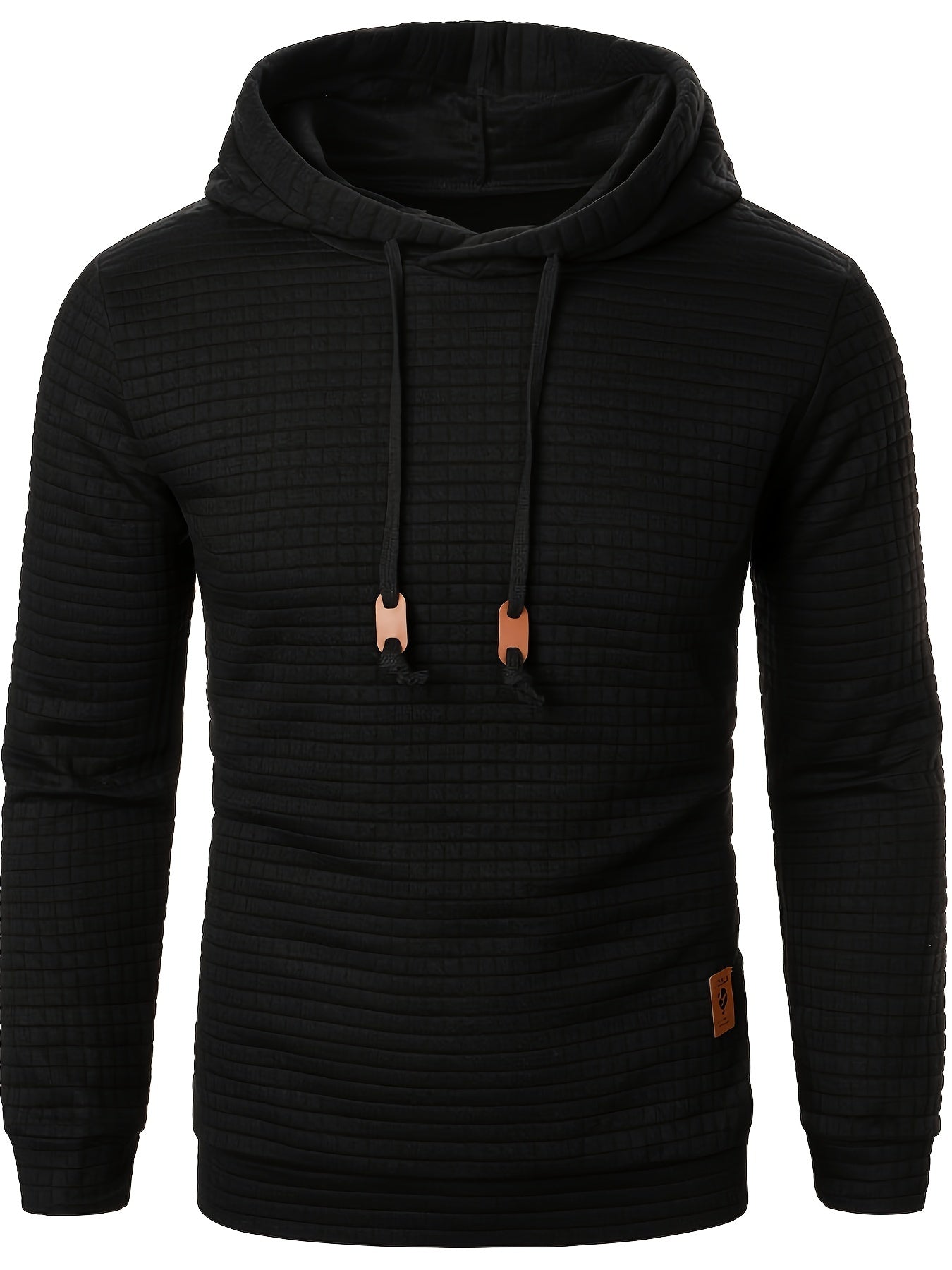 Comfortable long sleeve hoodie with waffle pattern