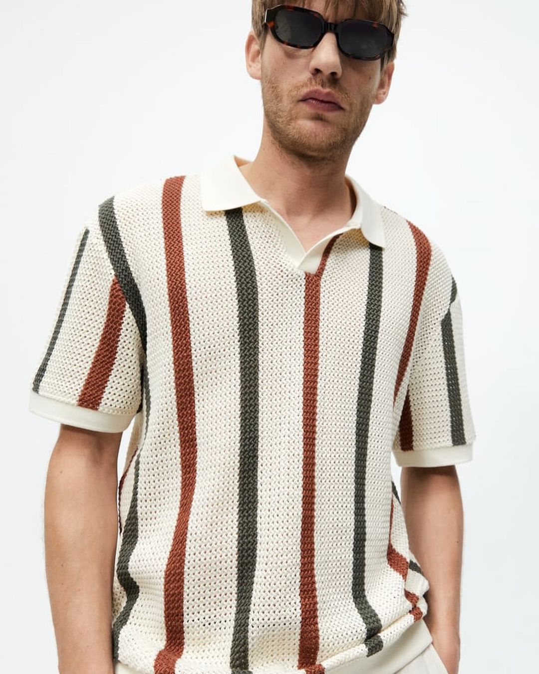 Crochet Knit Polo Shirt