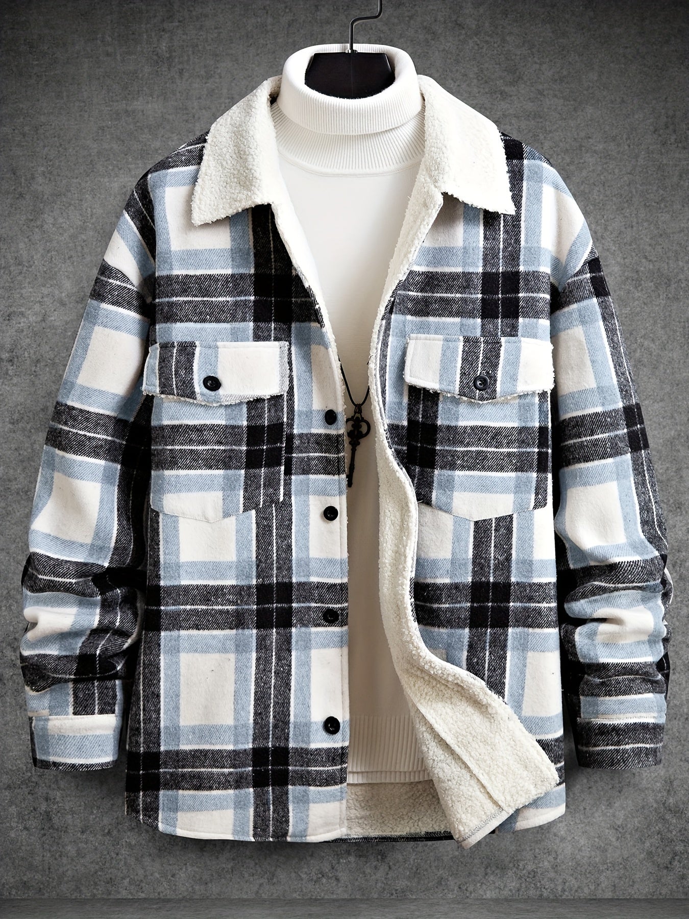 Hoodie with checked fleece lining