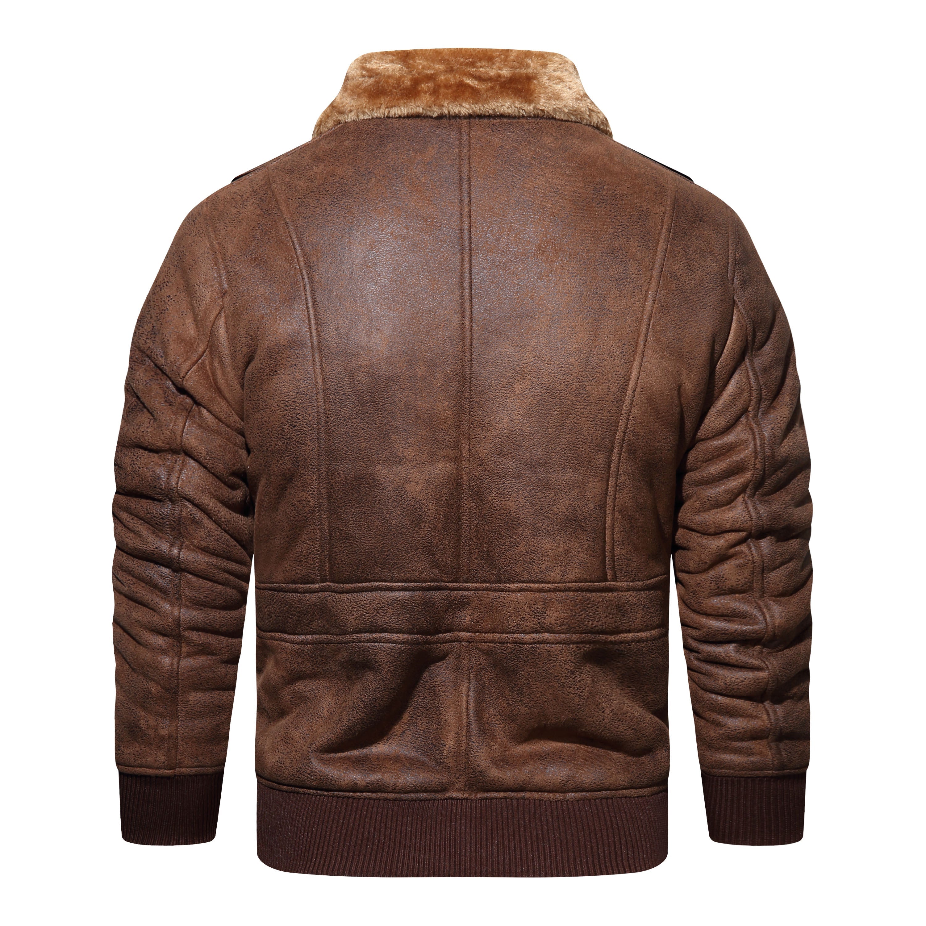 Warm fleece PU leather jacket