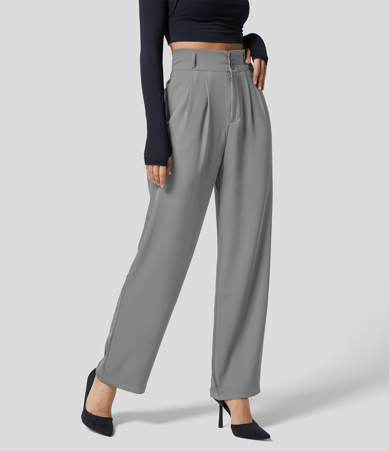 Classic High Waisted Straight Leg Suit Pants