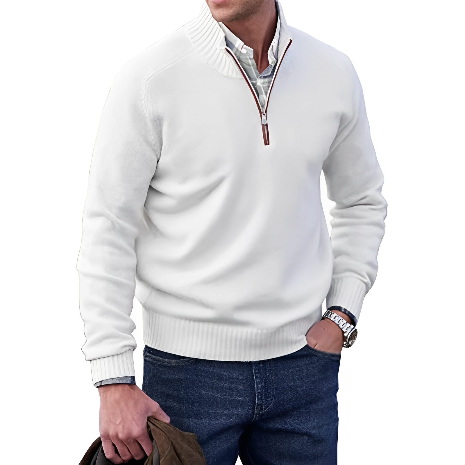 Cashmere zipper sweater for men