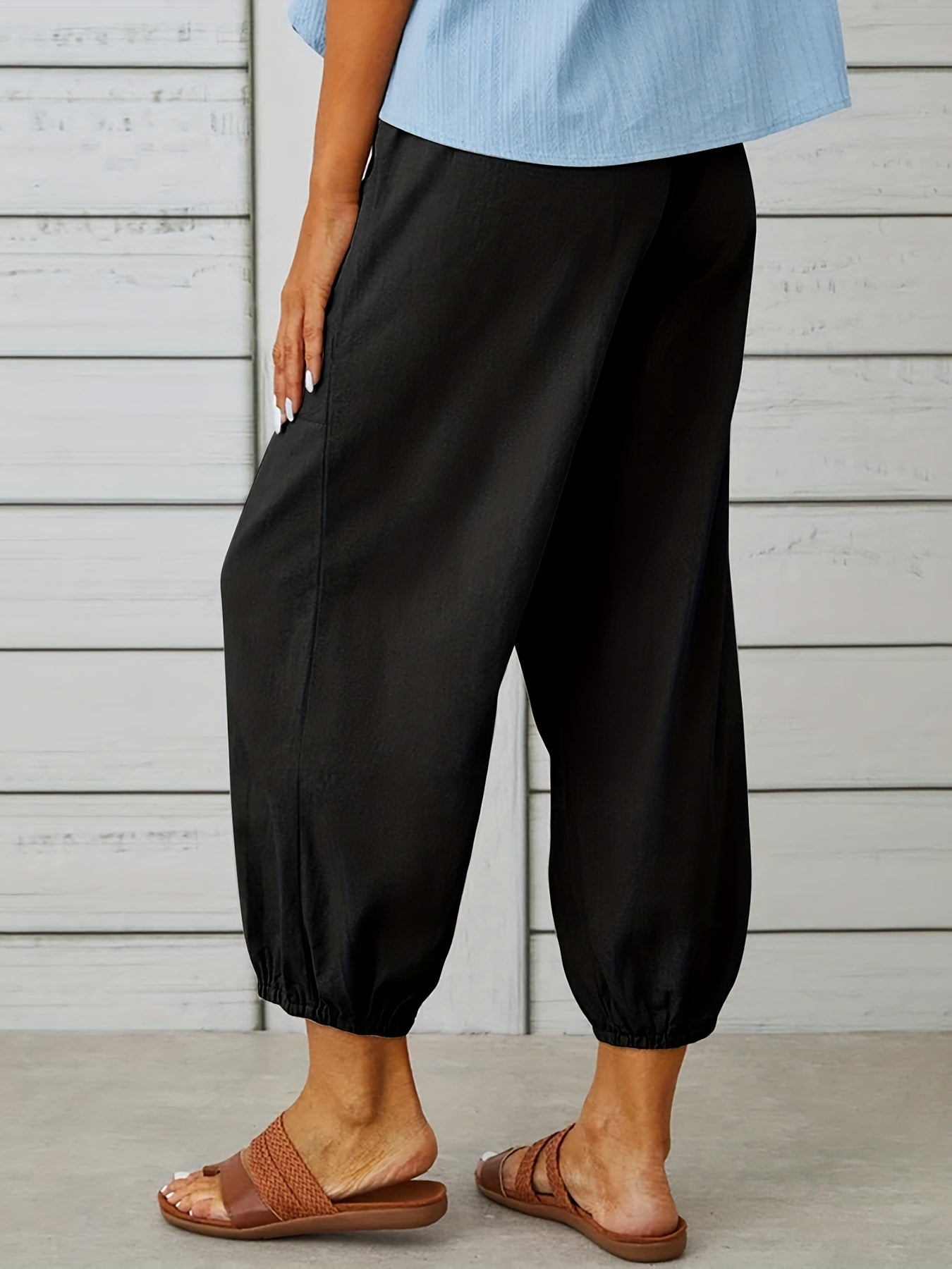 Patched crop pants for women