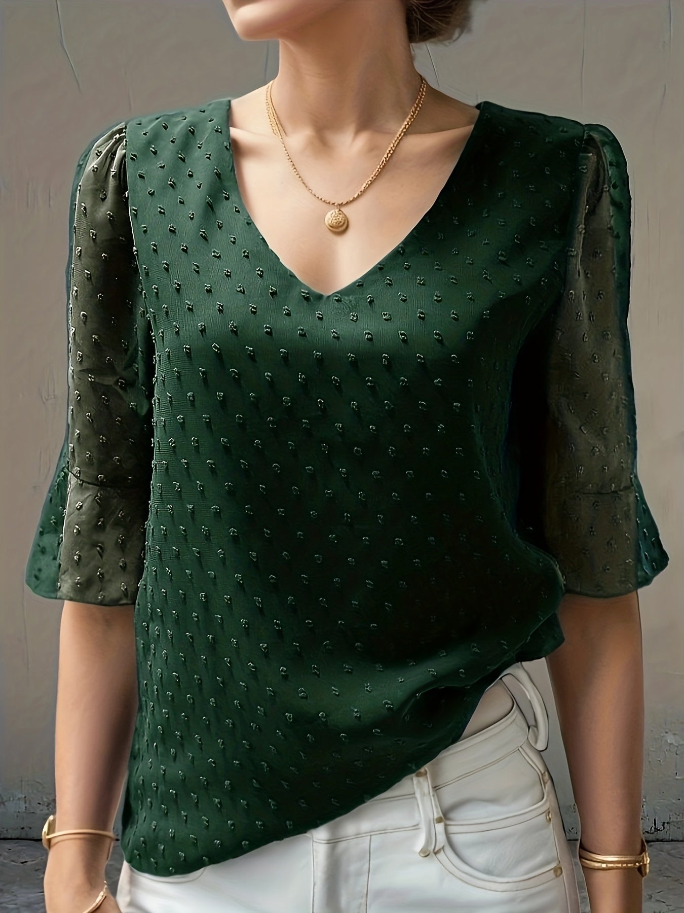 Loose chiffon blouse with long sleeves