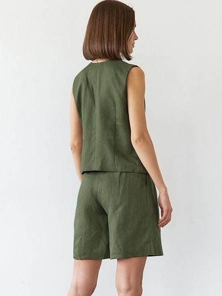 Green western shirt and short set