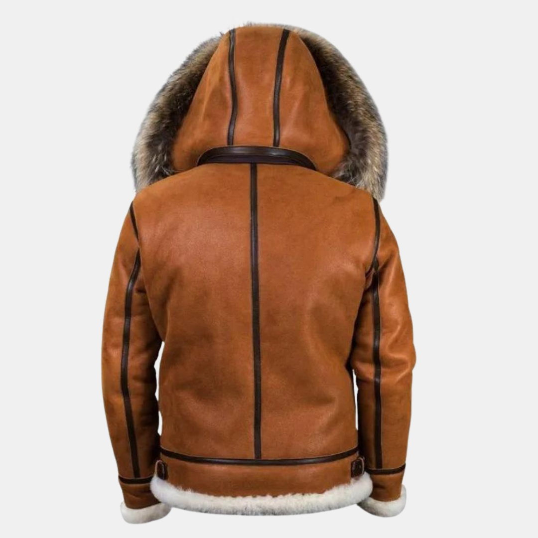 Men's fur leather jacket