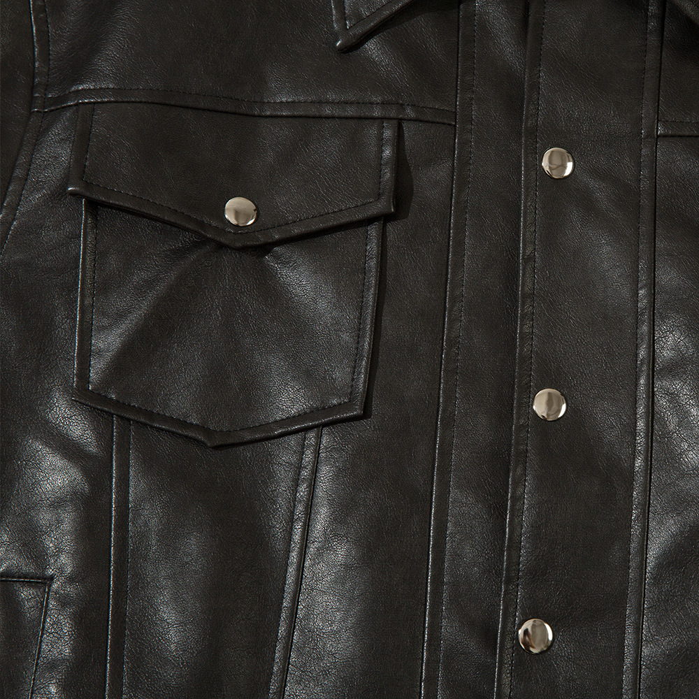 Lapel leather jacket for men