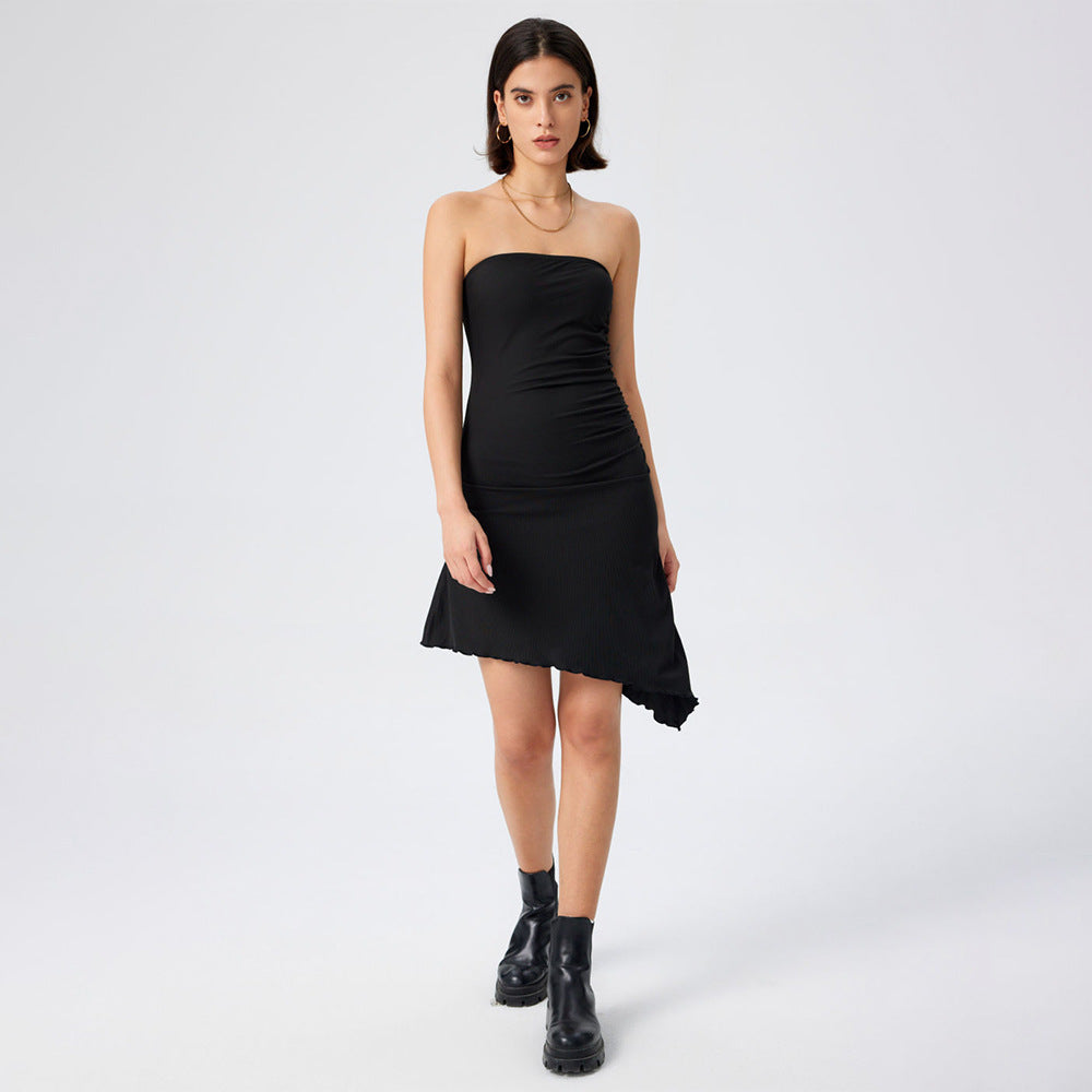 Strapless Midi Dress in Black