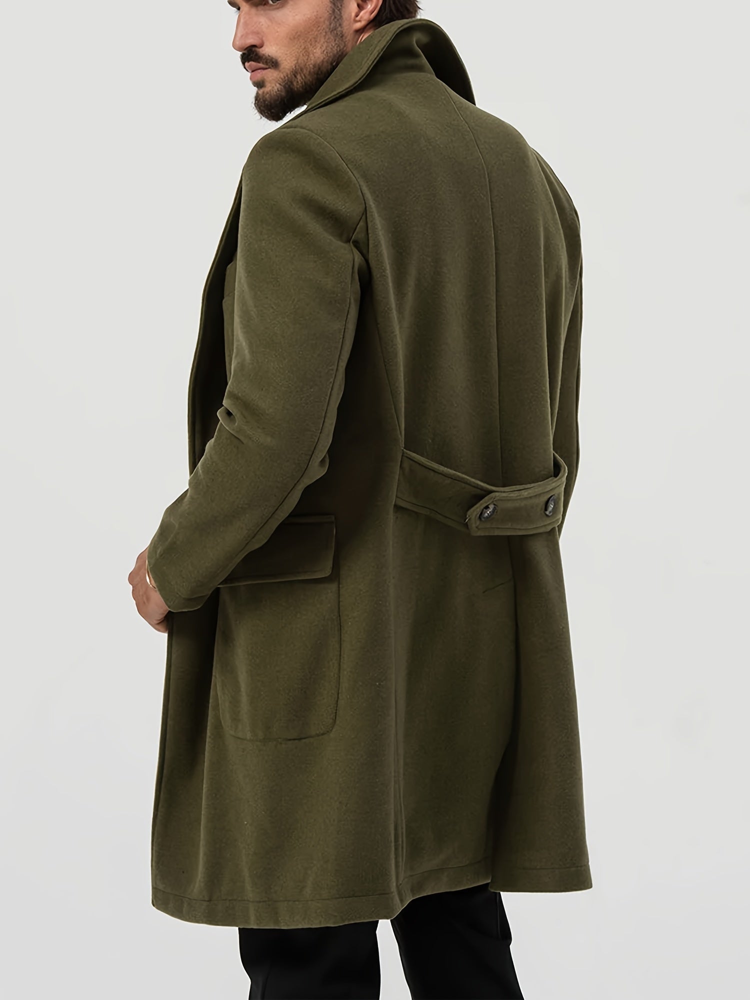 Green trench coat for men