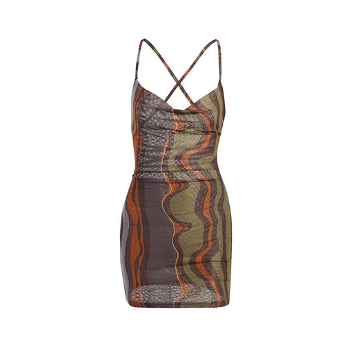 Bodycon Strappy Marble Mini Dress