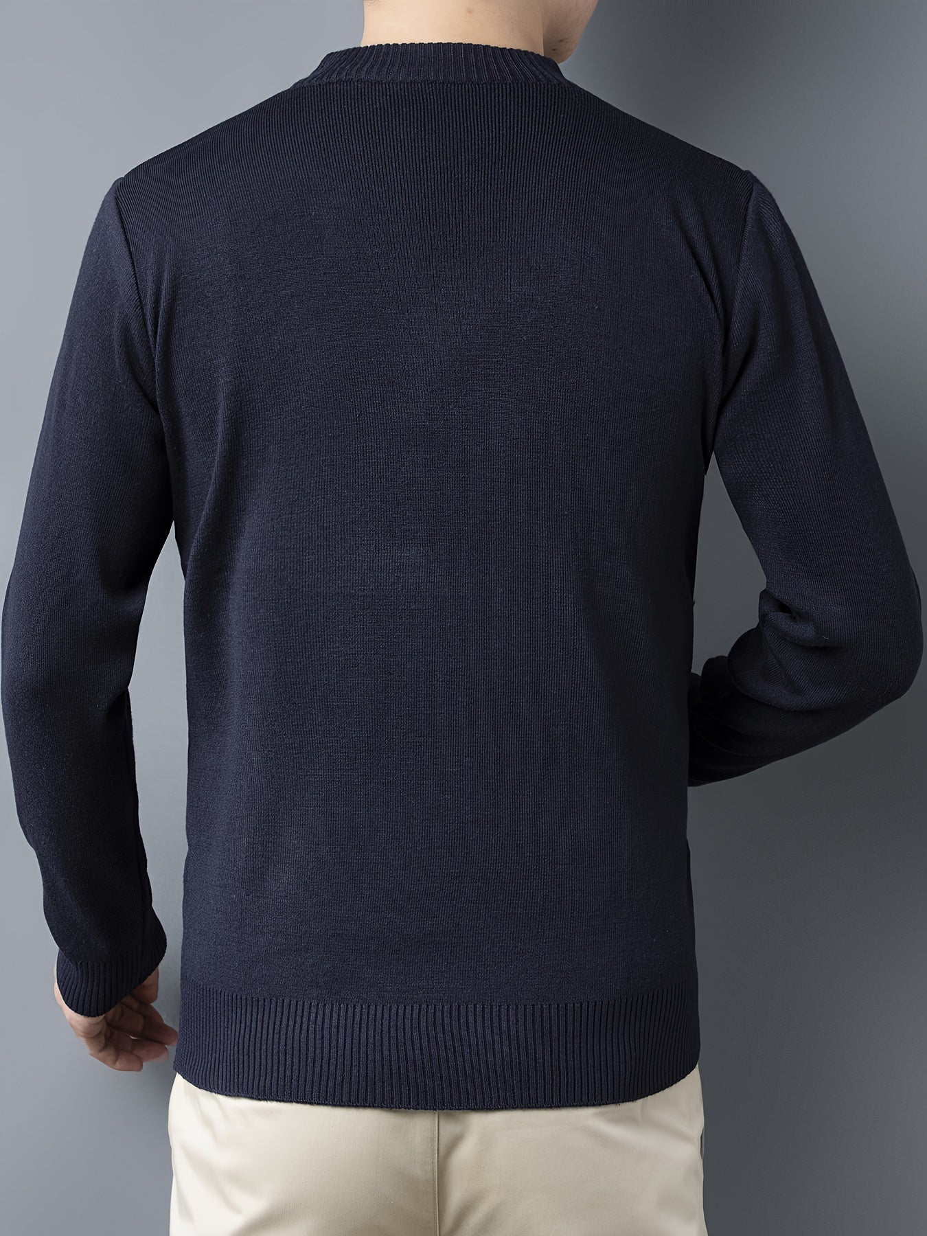 Navy blue knitted sweater for men