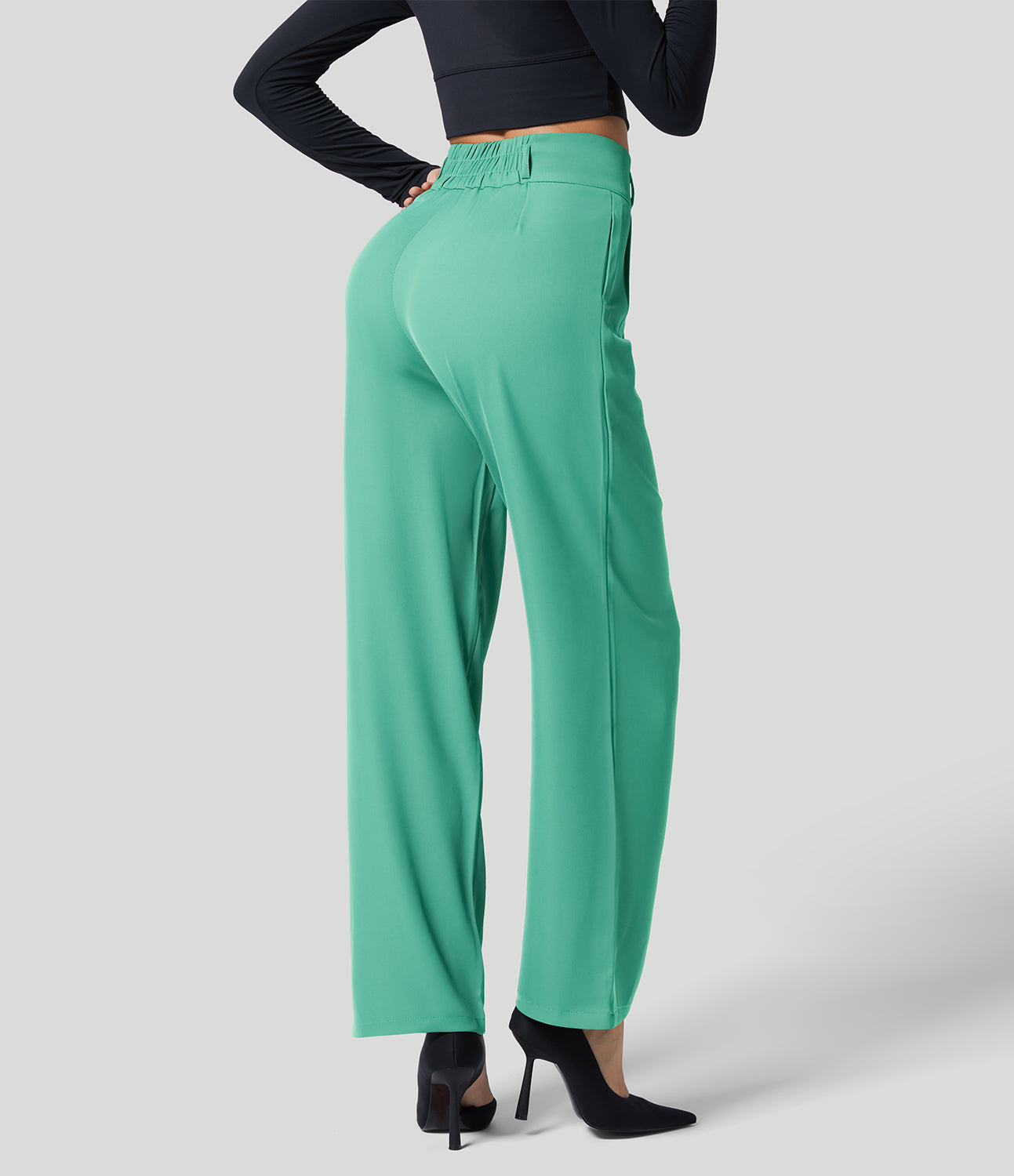 Classic High Waisted Straight Leg Suit Pants