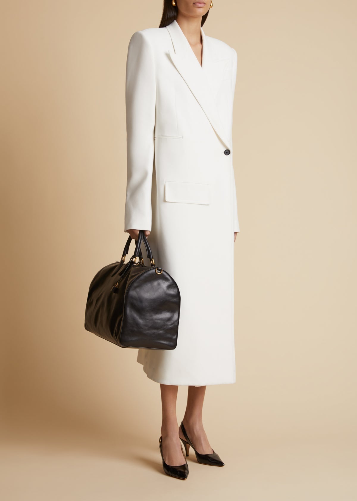 Oblique Cut White Coat